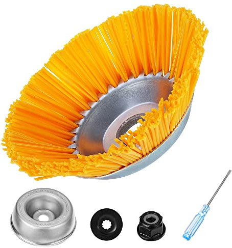 CJBIN Cepillo Desbrozadora, Cabezal Desbrozadora Nylon, Cabezal Cepillo para Desbrozadora con 4 Accesorios de Montaje, Cepillo Desbrazadora para Malas Hierbas Césped y Jardín, 200 x 25,4 mm