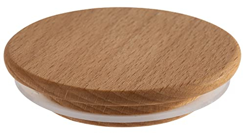 APS 82363 12 er set WECK-Gläser Deckel aus Holz mit Silikondichtung, Ø 7 cm, für 82245 & 82246 passend