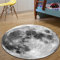 Highdi Teppich Rund Modern rutschfest Waschbar Schlafzimmer Teppiche, Innenbereich Planet Drucken Runder Teppich fürs Wohnzimmer Flur, Kinderzimmer, Büro (120cm,Mond)