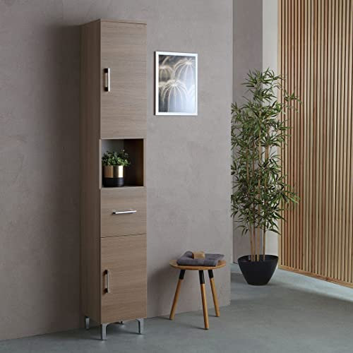 Kiamami Valentina - Colonna alta 190cm per bagno quercia naturale effetto legno Rimini