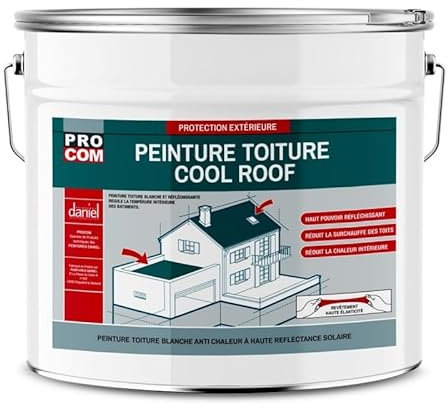 Cool Roof - Vernice per tetti anti calore, vernice bianca riflettente PROCOM 10 litri