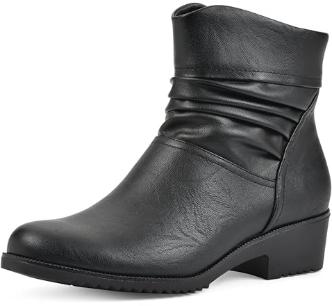 CLIFFS BY WHITE MOUNTAIN Women's Shoes Durbon Block Heeled Ankle Bootie, Black/Smooth, 7 M