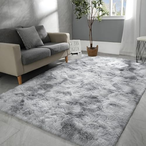 Lightlux Rund-Shaggy Hochflor Teppich für Wohnzimmer - Langflor, Hochwertig, Pflegeleicht, Hohe Fadendichte, Wasser Indoor Bodenmatte (Advanced Grey, 60×100cm)