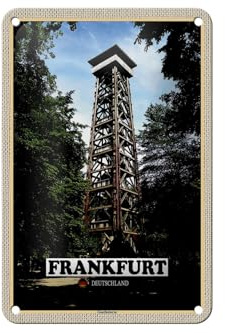 Femer Blechschild Städte Frankfurt Deutschland Goetheturm 12x18cm Schild