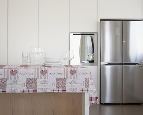 GEMITEX Traditionelle Tischdecke, Plüsch, gewachst, Wasser- und schmutzabweisend, Dekor 4163 Tiroler Rot, ideal für rechteckige Tische für 10/12 Personen, 140 x 240 cm, hergestellt in Italien, mit