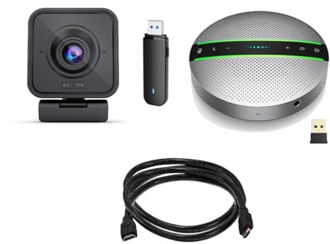 Project Telecom Marconi Wireless HD 1080p Webcam,Streaming, Video Conference Calling and Full Duplex, Noise Cancelling Wireless Bluetooth Conference Speakerphone, Omni Mics,