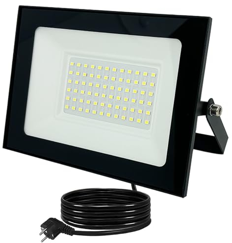 MOLVCE Led Strahler Außen 50W 6000K Kaltweiß, Aluminium Superhell 4250LM LED Scheinwerfer mit Stecker und 3 Meter Kabel, IP66 Wasserdicht Außenstrahler für Garten, Parkplatz, Garage, Hof, Türen