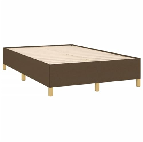 vidaXL Bettgestell, Polsterbett Bett mit Stützbeinen, Bettrahmen mit Lattenrost für Schlafzimmer, Doppelbett Schlafzimmerbett, Dunkelbraun 120x190cm Stoff