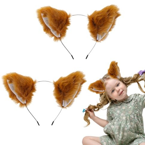 FUIPVGI 2 Stück Fuchs-Kostüm-Stirnband mit Fuchsohren Tierkostüm für Kostüme, Fuchs-Cosplay, Halloween-Zubehör, Kostüm, Bühnenshow (braun)