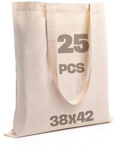 SCANDBAGS – Stofftasche Zum Bemalen – 5 | 10 | 25er-Pack - aus Öko-Material – mit langen Henkeln – Stoffbeutel Unbedruckt – Baumwolltasche – Beutel für Wäsche – Tragetasche – für Geschenke