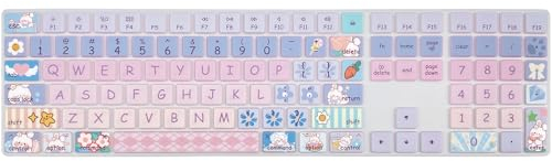 Niedliche Silikon-Tastaturabdeckung für Apple iMac Magic Keyboard (Modell: A1843, 2017 2018 Release) mit Ziffernblock, niedlichem Tastatur-Druck, US-Layout, niedliches Häschen