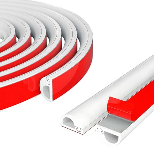 XPOOP Goulotte Passe Cable, Mini Goulottes de Câbles, Goulottes de Câbles, Cache Câble Demi-Rond, Cache Cable TV Mural Blanc, Goulotte Passe Cable Flexible (1 Mètre)