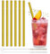 HALM Goldene Glasstrohhalme 6 Stück 20 cm in Gold für Party, Exklusiv Luxus + plastikfreie Reinigungsbürste - Spülmaschinenfest & Nachhaltig - Strohhalme aus Glas