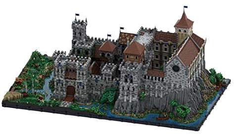 BlocteckToy MOC Klemmbausteine Mittelalterliche Burg Modell, 112644 Teile Groß Architecture Haus Burg Gebäude Set