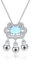 Caiduoduo Blue moonstone longevity lock necklace women's simple design bell lock wealth pendant fashion necklace