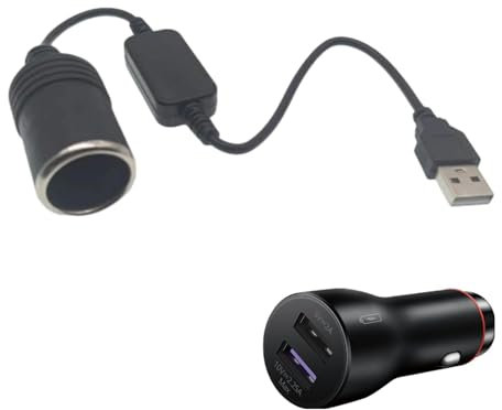 Adattatore USB per accendisigari da auto, convertitore femmina per accendisigari da auto, cavo di prolunga da 5 V a 12 V, adattatore per connettore del controller con cavo, sicuro da usare e da