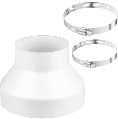 Abluftschlauch Adapter 150 100 mit 2 Edelstahl Schlauchschellen, Rundrohr Adapter für Lüftung Rundrohr Lüftungskanal Universal Reduzierstück Klimaanlage Schlauch Adapter