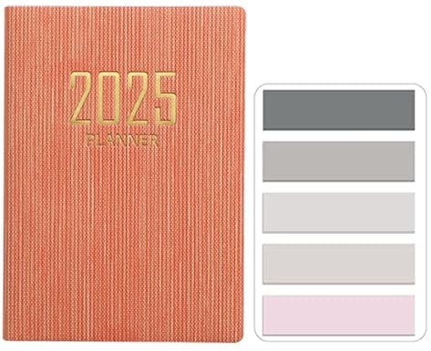 SamHeng Mini 2025 Taschenkalender, Klein PU-Leder Softcover Kalender A7 Terminplaner Terminkalender Wochenplaner Notizbuch Organizer mit Morandi Haftnotizen Seitenmarker (Rosa)