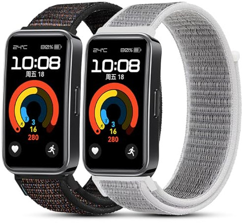 ENCorrea Nylon Armband kompatibel mit Huawei Band 9/Huawei Band 8 Smartwatch, Einstellbar Sport Klettverschluss Ersatzarmbänder für Huawei Band 9/8. (No host)