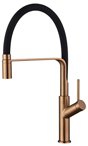 Grifo Cocina Fregadero Extraible Flexible - Galyon IMEX Sena Grifo Cocina con Diseño Moderno, Caño Flexible Monomando, Grifo Cocina Extensible, Metal Resistente, 360°. (Oro Rosa Cepillado)