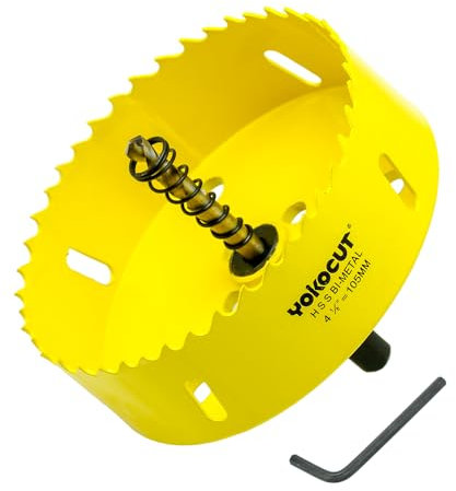 Lochsäge 105mm, Universal HSS M42 Bi-Metall Lochsägen, Lochkreissäge mit Sechskant-Schaft und Bohrer Lochbohrer Set Bohrkrone für Holz, Rigips, Trockenbau, Kunststoffe (∅ 105mm)