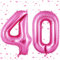 Rosa Pink Luftballon 40,Zahlen Luftballons rosa pink,40 Zoll Rosa Pink Folienballon 4&0,Zahlenballon 40 Helium Ballon 40 Geburtstag für Geburtstagsdeko Frau Mann Jubiläum Party Deko