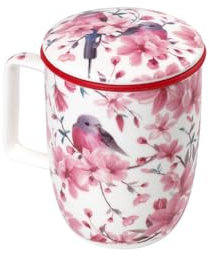 TEA SHOP - Taza de Té o Infusiones con filtro, infusor y tapa - Mug Harmony Sakura Bloom - Taza para Tés e Infusiones Fabricada en Porcelana