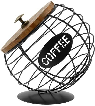 harupink Cesta para cápsulas de café con tapa, moderno soporte para cápsulas de metal de gran capacidad para café expreso y café (negro)