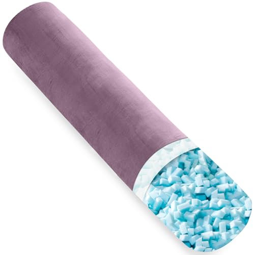 AS AWESLING Body Pillow for Adults, Full Body Pilllow for Sleeping, Long Round Cervical Pillow, Bolster Side Sleeper Pillow with Cover (lila-Memory Foam, 120 x 20 cm)