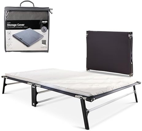 JAY-BE CE120 Compact Folding Bed with Mattress & Storage Cover Small Double | Slim Fold Out Guest Bed, Anti-Tip Legs, Space Saving Design 10cm Width Folded