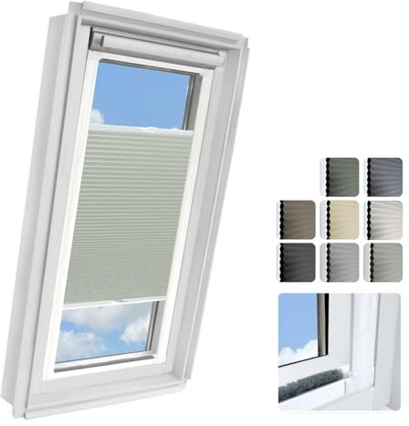 Rollmayer zum Kleben Wabenplissee - 8 Stofffarben Kassetenrollo Dachfenster Kassettenplissee ohne Bohren zum Kleben plissee mit schiene Zweifarbig Blickdicht Sonnenschutz Montage inkl Fenster plissee