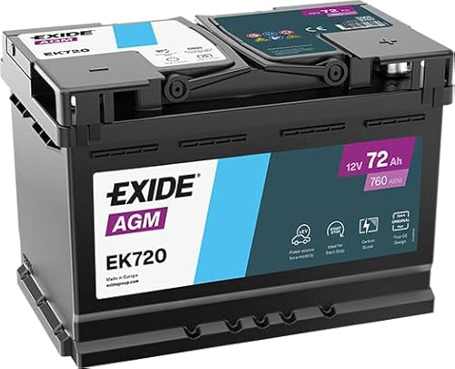 BATTERIA AUTO EXIDE EK720 AGM 72 AH 760 EN 12 VOLT START & STOP = ROFIBA 70720