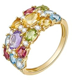 Whoiy Eheringe 585 Gold, Ringe Verlobung Echt Gold 14K mit Turmalin Echt Bandring Elegant Trauringe für Damen Gr. 49 (15.6)