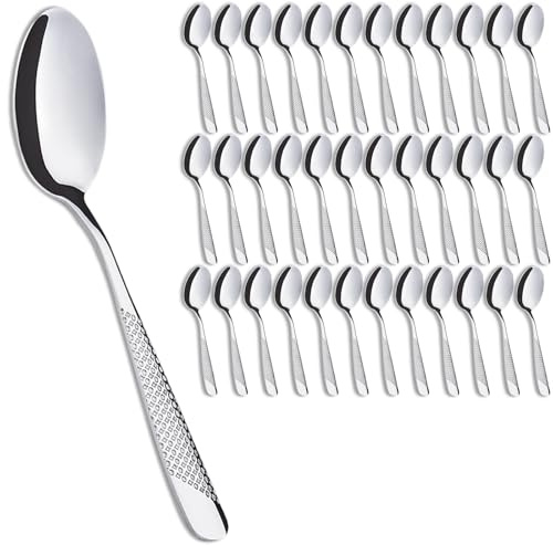 Joeczo Set de 36 cuillere a cafe, 15 cm (5,91 pouces) | Set de cuillères à café en inox pour café/thé/dessert, manches avec motif étoile-diamant