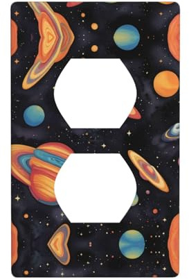 RRKDOY Colorful Planet Serie Bild Doppelsteckdose Wandpaneel Haushalt Power Cover langlebig für dekorative Steckdosen und Schalter