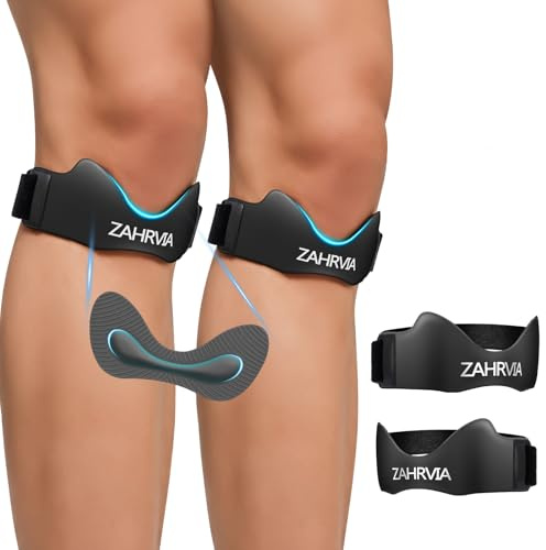 ZAHRVIA Rodillera Rotuliana 2 Unidades, Cinta Rotuliana Rodilla Ajustable - Rodilleras Menisco y Ligamento para Deporte, Running, Fútbol - Rodillera Unisex para Hombre y Mujer (Negro)