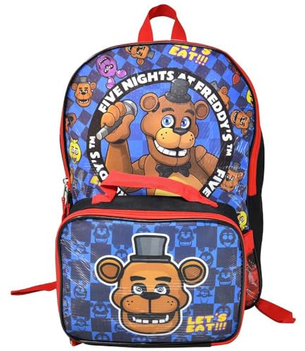 Bioworld Kids Backpack & Lunch Bag Set -Five Nights At Freddys 16 Lightweight School Bookbag with Insulated Lunch Bag – Perfect for Preschool & Elementary Boys
