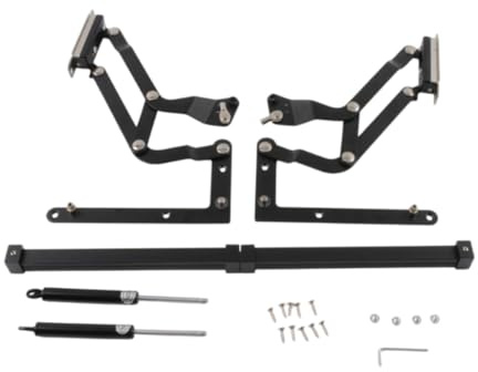 KinderCoring Bisagras para Puertas de Armario, Bisagras de Elevación Vertical para Puertas, Soporte para Muebles Multiusos, Bisagras de Brazo Neumático para Mecani, Negro Sin Búfer