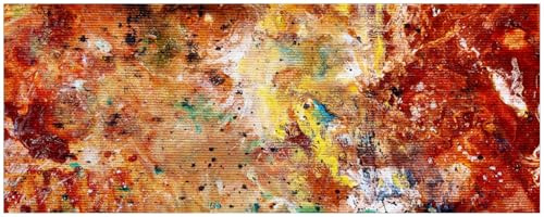 Wallario Küchenrückwand selbstklebend 115 x 50 cm, Motiv: Künstlerische Bunte Leinwand - Farbkleckse und Tupfer | Spritzschutz abwischbar & pflegeleicht