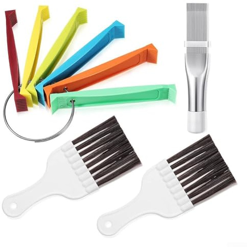 AC Fin Comb Set for Air Conditioner Radiator Coils, Condenser Cleaning Brush and Metal Straightener Tool Kit for HVAC Fridge Evaporator Repair, 4-Piece