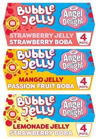 Bubble Jelly Angel Delight Jelly Pots, Strawberry, Mango, Lemonade Flavours with Boba