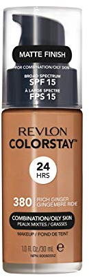 Revlon Colorstay Liquid Foundation Make-up Kombination/fettige Haut LSF 15, langanhaltende mittlere Deckkraft mit mattem Finish, Rich Ginger (380), 30 ml