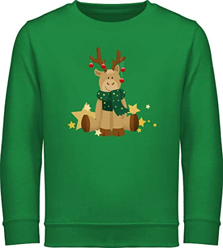Sweatshirt Kinder Pullover für Jungen Mädchen - Weihnachten Geschenke Christmas - süßer Elch - 152 (12/13 Jahre) - Grün - weihnachtspulli weihnachtssweatshirt weihnachtsmotiv süßes Sweater