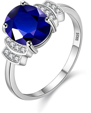 Uloveido 925 Sterling Silber Dark Blue Spinel Ring 2.5ct Edelstein Versprechen Ring für Frauen Größe 57 (18.1) CJ008