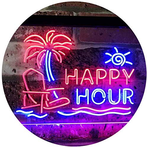 ADVPRO Happy Hour Relax Beach Sun Bar Dual Color LED Barlicht Neonlicht Lichtwerbung Neon Sign Rot & blau 300 x 210mm st6s32-i2558-rb