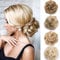 Silk-co Haarteil mit Gummiband, Dutt mit Haaren Gewellt Weich Dutt Haarteil mit Gummiband 35 g, Gelockt Haarverdickung Hair Extensions Messy Bun Hochsteckfrisuren Honigbraun & Bleichblond