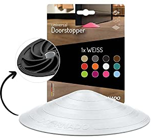 Doornado Starker Gummi Türstopper - Türhalter ohne Bohren - Für alle Arten von Türen und Böden - 118x25mm – Designpreis - Weiß