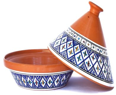 Kamsah Tajine-Topf zur Geschmackserreicherung – Tontopf zum Kochen (25,4 cm, 3,1 QT) – marokkanische Keramiktöpfe zum Kochen mit Deckel & Servierschale – mittelgroßes handgefertigtes Kochgeschirr,