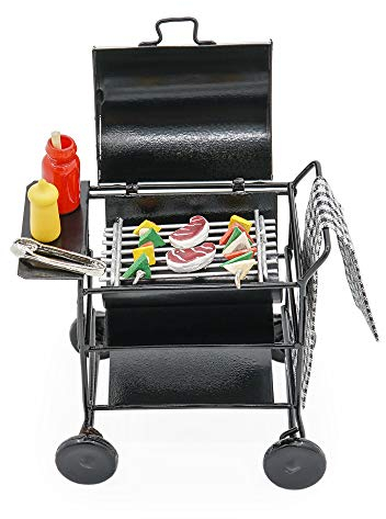 Odoria 1/12 Miniatur BBQ Grill mit Kleinem Zubehör Puppenhaus Küche