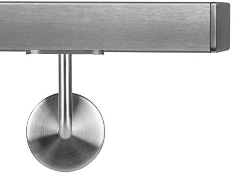 Handlauf VKT 42 x 42 mm Wandhandlauf Edelstahl V2A Halter rund 60 cm 2 Halter